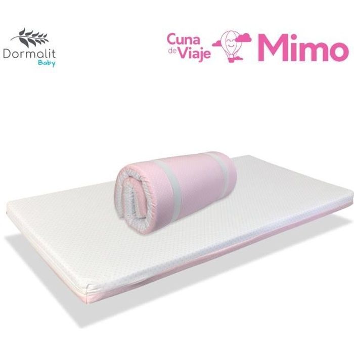 Matelas Voyage BÉBÉ MIMO 120X60 ROSE Épaisseur 5 CM - Déhoussable  lavable facile à transporter LIT PARAPLUIE