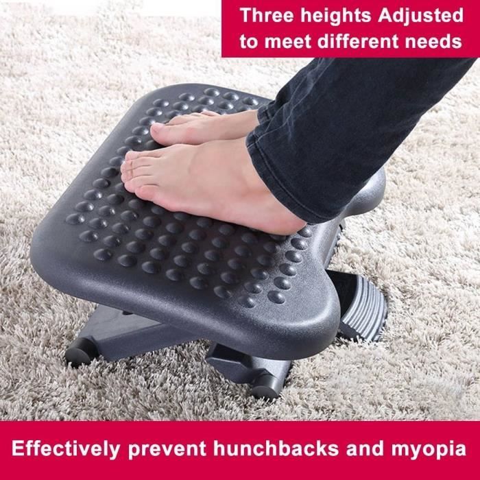 HappyU Repose-pieds de bureau antidérapant - Repose-pieds réglable en hauteur - Repose-pieds ergonomique - Accessoire de bureau et de bureau à domicile - Repose-pieds antidérapant