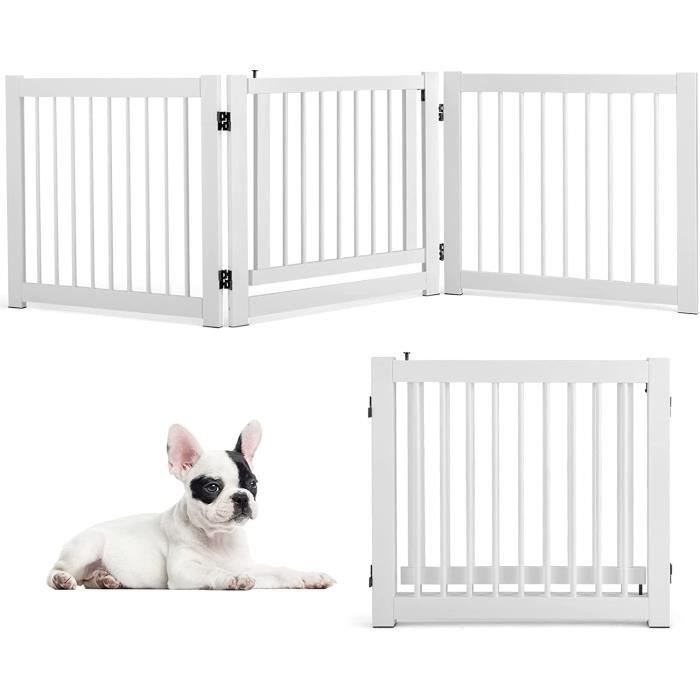 Meilleurs prix pour GOPLUS Barrière de Sécurité en Pin pour Animaux de Compagnie avec 3 Panneau Tournable sur 360°, Contemporain, Blanc
