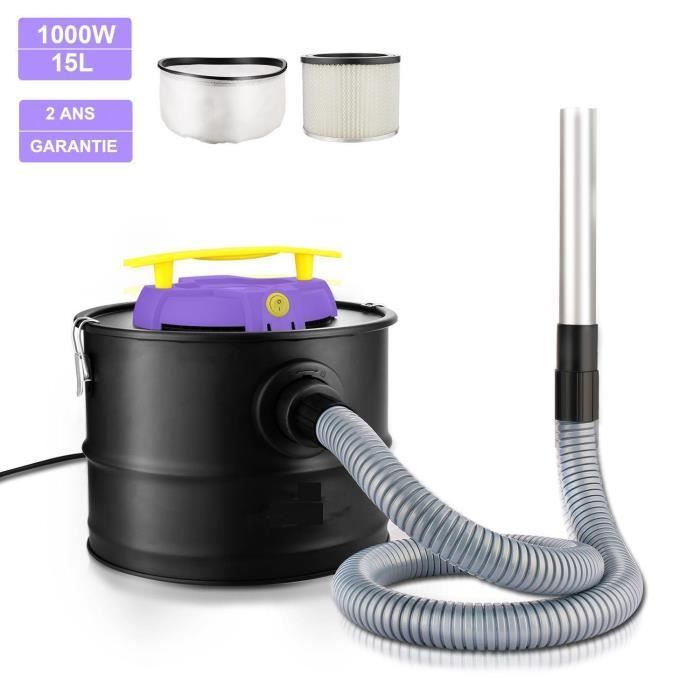 Aspirateur à Cendres LEHMANN 15 Litres - Pour Cheminée, Barbecue, Poêle à Pellets, Filtre HEPA Lavable, Fonction Soufflage