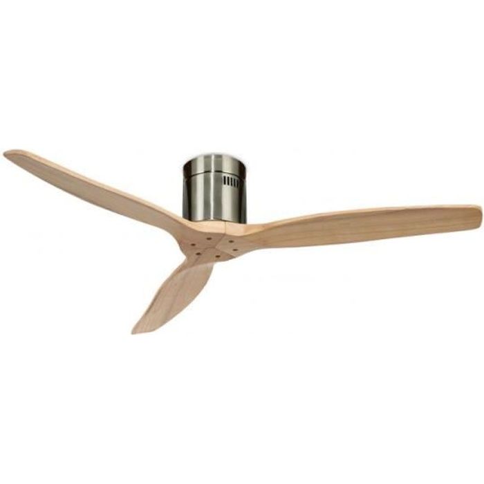 Ventilateur de plafond - Create - Sans lumière - Nickel/Effet bois clair - Ø132cm - 40W - Create