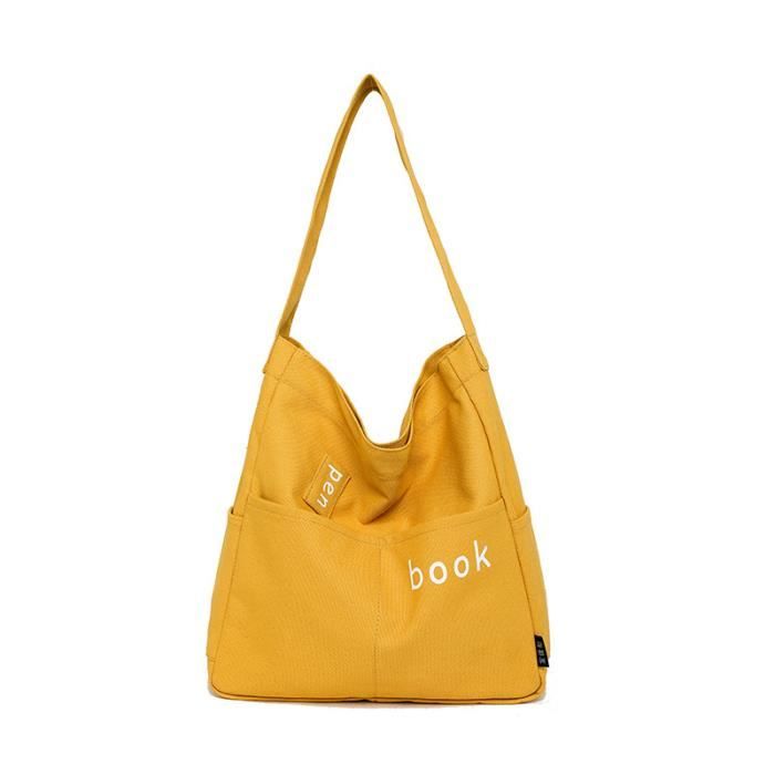 Sac Cabas Tote Bag Fermeture a Bouton Pression Sac a Main Sac de Course Sac Unisexe cool - jaune 