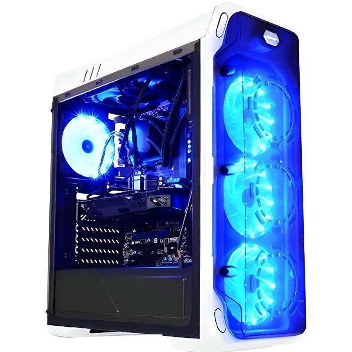 LC Power Gaming 988W Blue Typhoon Tour midi ATX pas dalimentation blanc noir transparent USB-Audio