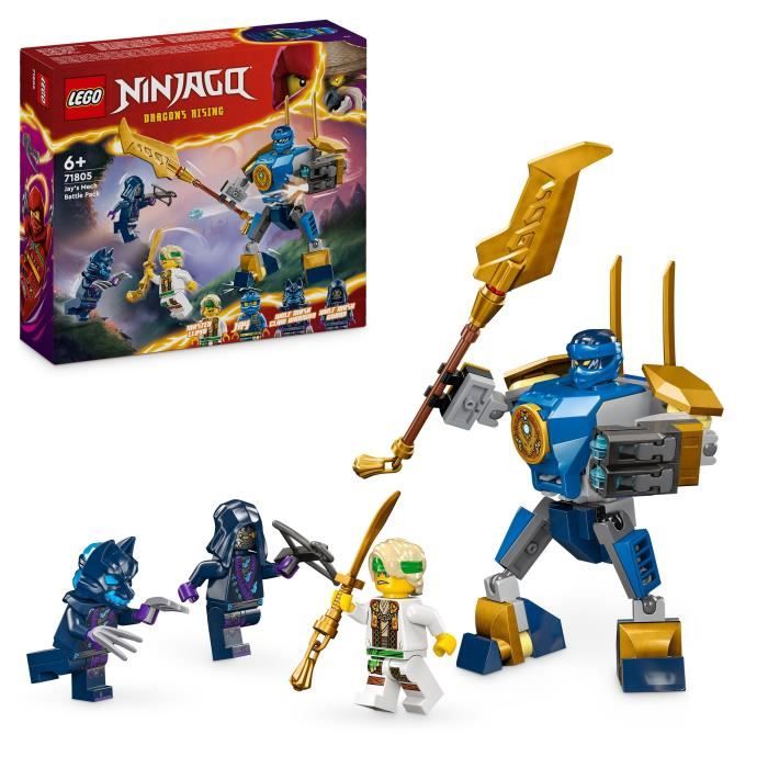 LEGO® 71805 NINJAGO Pack de Combat : le Robot de Jay, Jouet de Ninja pour Enfants avec Figurines inc
