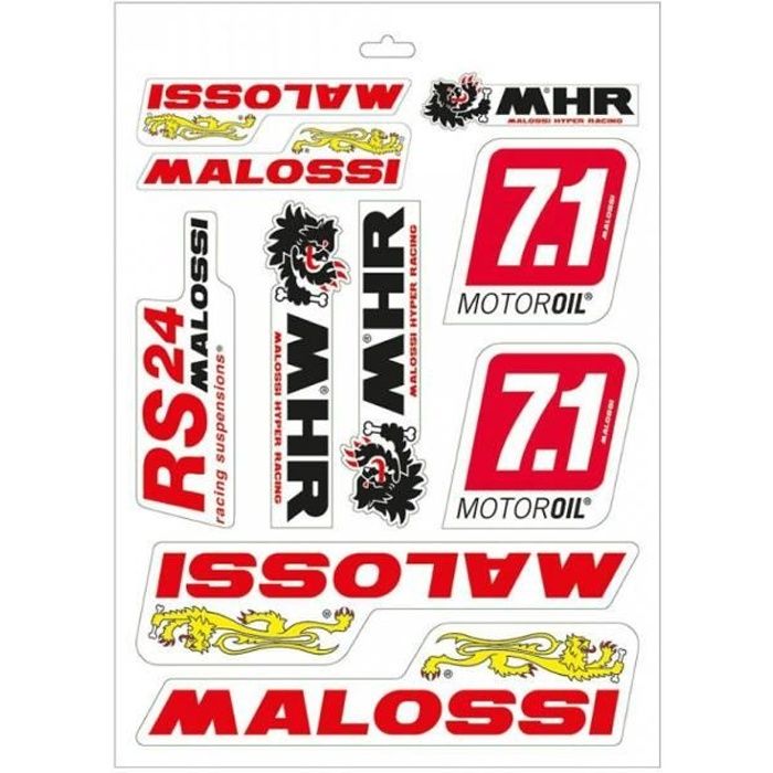 Planche d autocollant Malossi 10 stickers pour moto scooter cyclo 50 à  boite - Cdiscount Auto