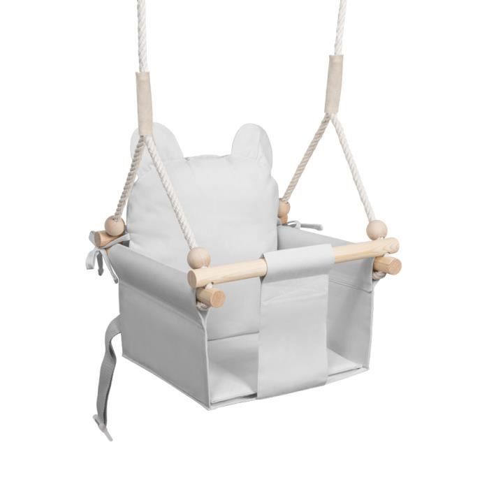 MAMOI Balançoire Bébé Intérieur Bois – Siège Porte Cadre Sécurité Ceinture 1-3 Ans Chambre Enfant