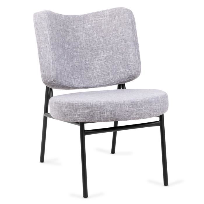 fauteuil rembourré osha - mc haus - gris - structure en acier élégante - pour salon ou salle à manger