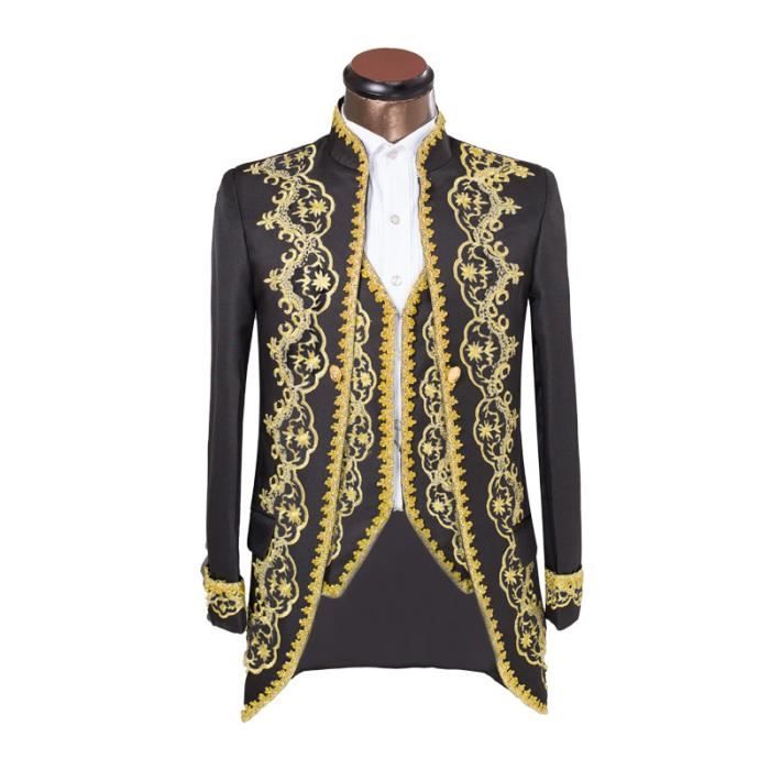 Hommes Brodé Veste de Costume et Set Pantalon Smoking Mariage Habillé Soirée