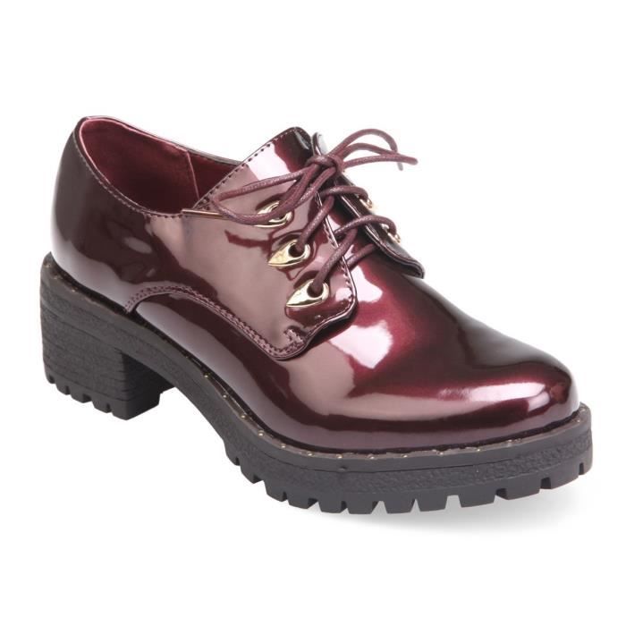 derbies bordeaux vernis femme