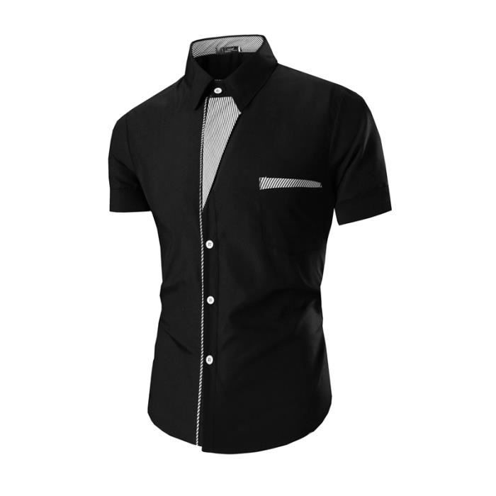 Chemise Manches Courtes Devred Noir à Carreaux, Taille L, Coton/lin - Occasion En Très Bon état