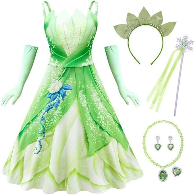 Robe de Princesse Tiana - FINDPITAYA - Costume avec Gants et Accessoires -  Vert - Enfant - Cdiscount Jeux - Jouets