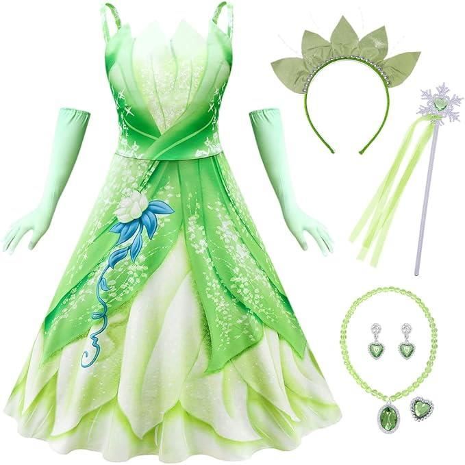 Costume de princesse Tiana pour filles, robe tutu Tiana pour enfant