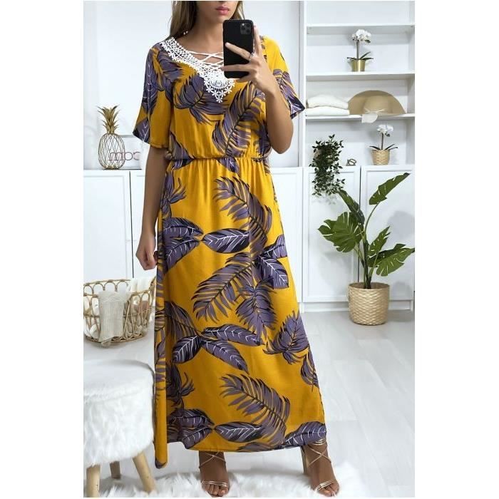 robe moutarde fleurie