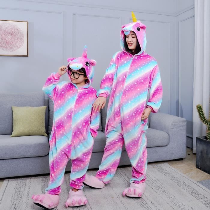 Pyjama Unisexe Adulte Licorne En Flanelle - Taille XL Rose - Pour Carnaval, Halloween, Cosplay Ou Nuit - 8