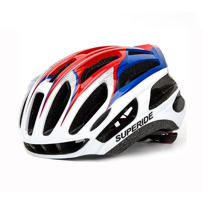 Casque vélo,SUPERIDE Hommes Femmes Ultralight Cyclisme Casque Intégralement moulé VTT Casque De Vélo de Montagne - Red Blue-57-63cm - Sport