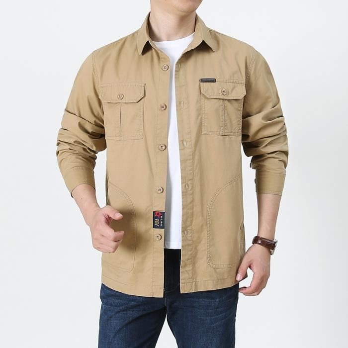 Chemise De Travail Homme à Manches Longues - Coupe Décontractée, Légère, Avec Poches, Respirante, Pour Loisirs Ou Plage