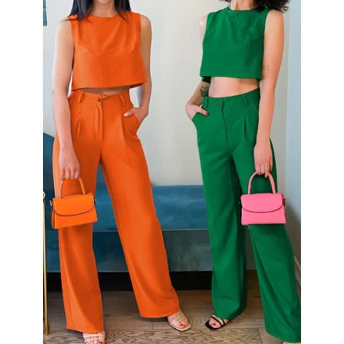 Chemisier Femme J.Crew - Sans Manches Rouge/Orange - Taille 4 - Polyester - Pop Over à Poche - Occasion TB