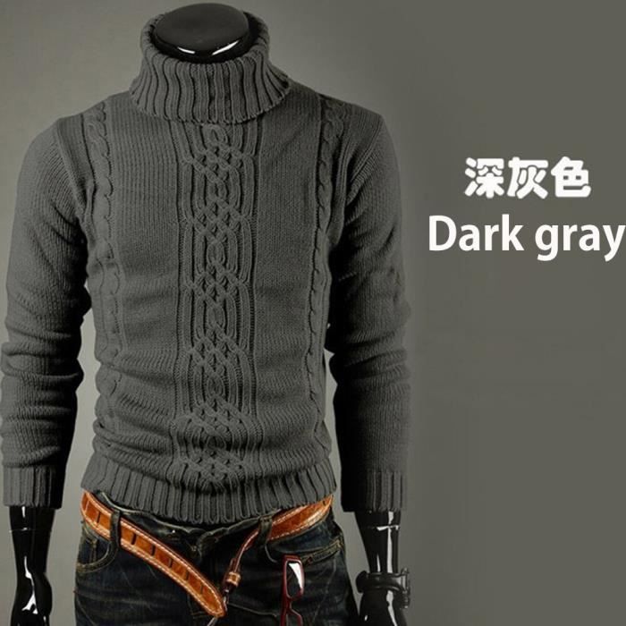 Pull Col Roulé Homme ORANDESIGNE - Coupe Slim, Maille Fine, Tissu Chaud Et Confortable - Idéal Pour L'Hiver, Style Casual Ou Élégant - 2
