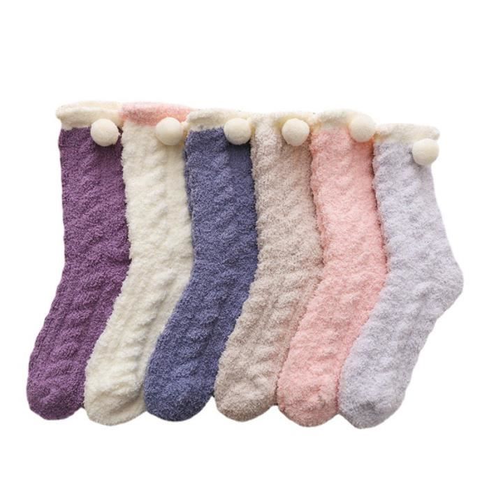 Chaussettes en maille chenille douce et épaisse femme rose