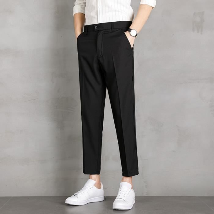 Pantalon Chino Homme Léger En Coton/lin | Coupe Droite Décontractée | Taille élastique S à 3XL