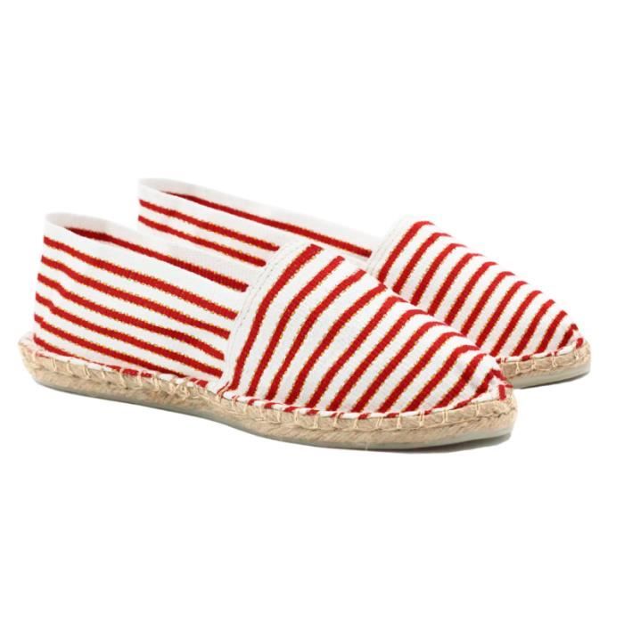 GENERIQUE Espadrilles en toile de coton rouge & doré - JULES&JENN