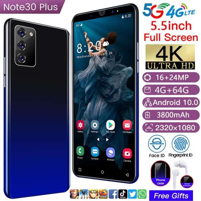 NOIR NOTE 30 PLUS Android Octa Core téléphone portable 5.5 'FHD caméra ...