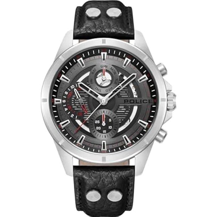 Montre Homme - POLICE - PEWJF0004601 - Analogique - Cuir - Étanche 3 ATM