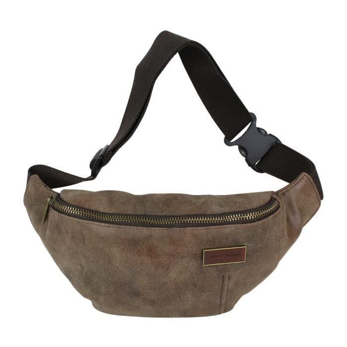 Pochette ceinture banane effet cuir vieilli Serge Blanco Meg13016 Marron Cdiscount Bagagerie Maroquinerie