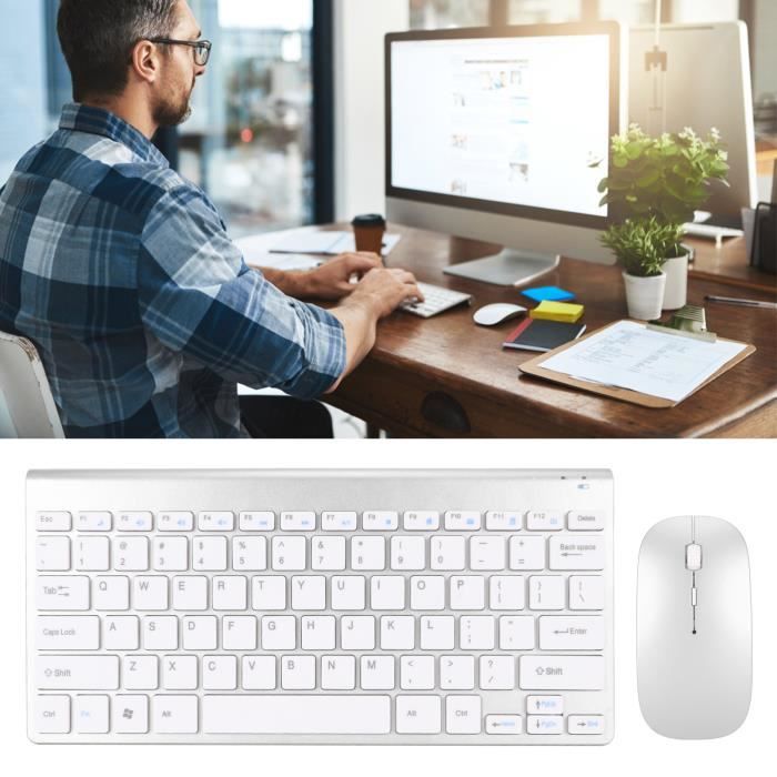 Kit clavier et souris sans fil – SONEW – Indicateur LED – Économie dénergie – Design mince et élégant