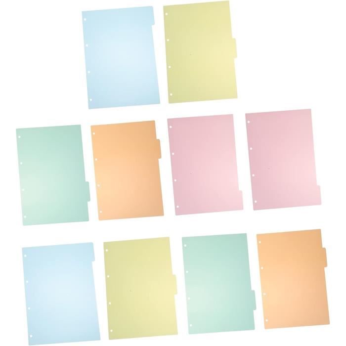 Lot De 10 Intercalaires Multi-couleurs A4 Pour Classeurs à