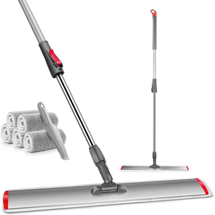Balai Plat Microfibre 127 Cm - Nettoyage Sols Et Murs, Tête Pivotante 360°, Lavable