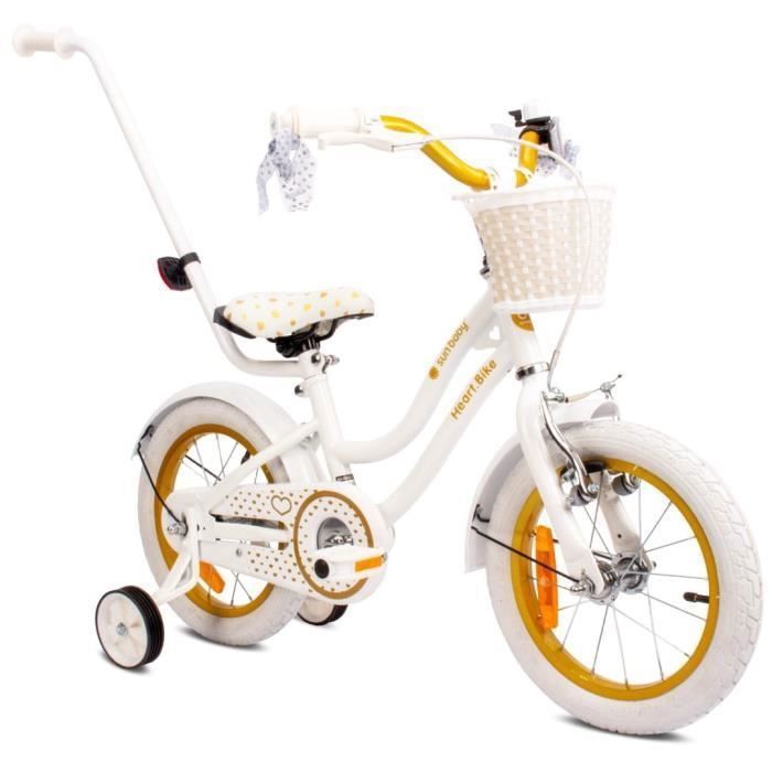 sun baby Heart Bike Vélo pour filles Blanc-Jaune 14\