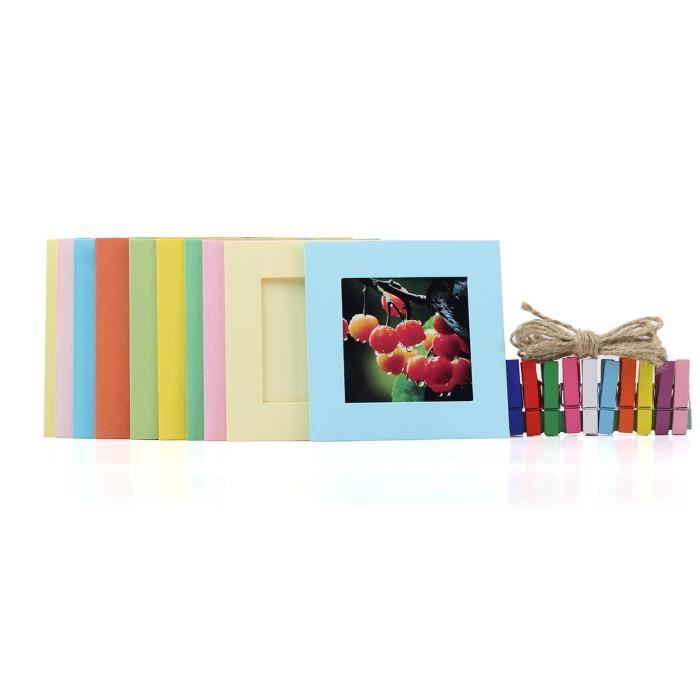 Lot 30 Cadres Photo DIY Carton 15.5x11.5 Cm – Cadres à Clipser Avec Ficelle & Pinces Bois – Guirlande Photos Murale Mariage, Anniversaire, Décoration Maison