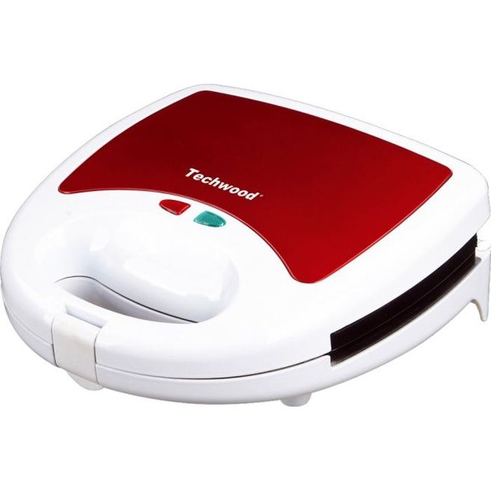 Gaufrier électrique TECHWOOD TGCI-805 - Rouge et Blanc - Plaques amovibles et interchangeables - Puissance 750W