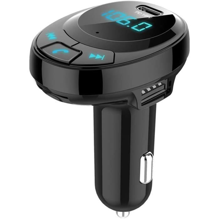 Transmetteur FM Bluetooth 5.3 Voiture - Chargeur Rapide PD/QC3.0 | Appels Main Libre