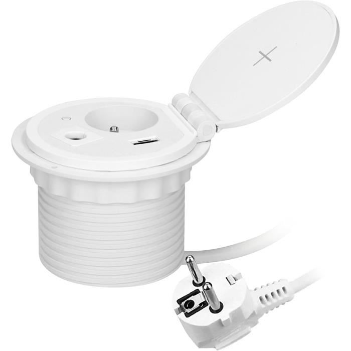 Bloc Prise Escamotable USB C PD20W, 3 Prises Multiprise Electrique