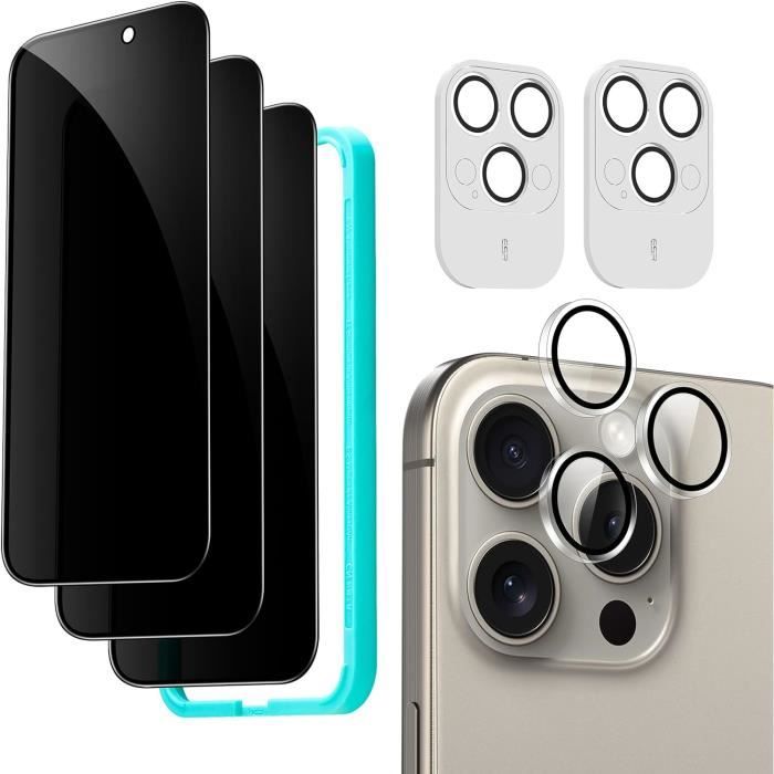 Protecteur d'écran et de caméra verre trempé iPhone 15 Pro Max