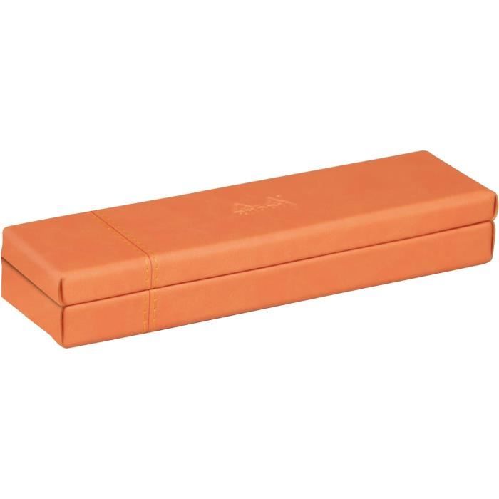 RHODIA 318861C - Trieur 4 Tiroirs Argent - 24,8 x 32,7 x 22,8 cm - Piqûres Sellier Orange - Extérieur Simili Cuir - Collection Home Office rama - Organisation de Bureau & Rangement Design