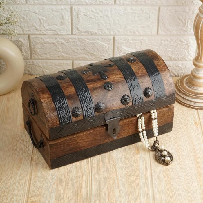 Boîte à bijoux en bois avec serrure pour rangement discret 15x12 cm