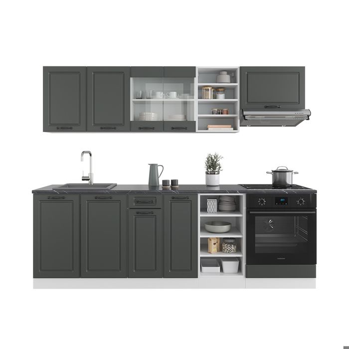 Vicco Bloc Cuisine R-Line, Anthracite Brillant/Blanc, 180cm