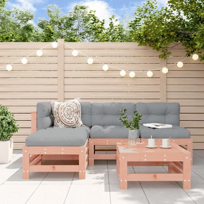 vidaXL Salon de jardin 5 pcs bois massif douglas avec coussins - vue 3