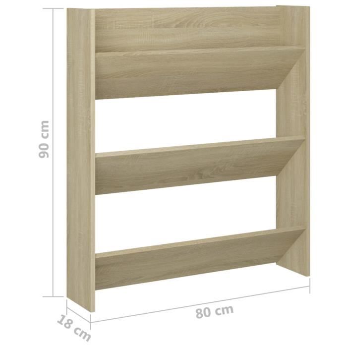 Armoire à chaussures murale Chêne Sonoma 80x18x90 cm Aggloméré - VINGVO - YIN(806783)