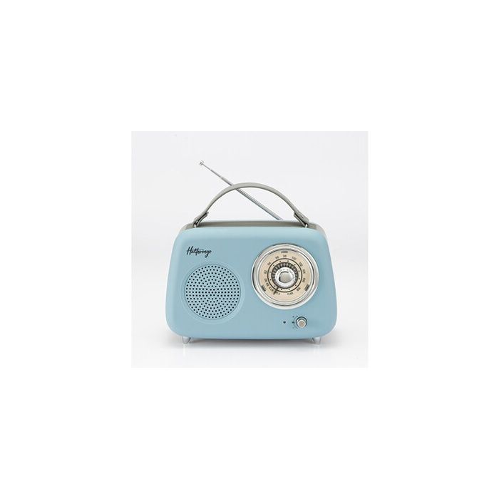Enceinte/Radio rétro HALTERREGO , RMS 5W, Bluetooth, Radio FM, lecteur USB, Aux IN, Batterie rechargeable, Blue gris