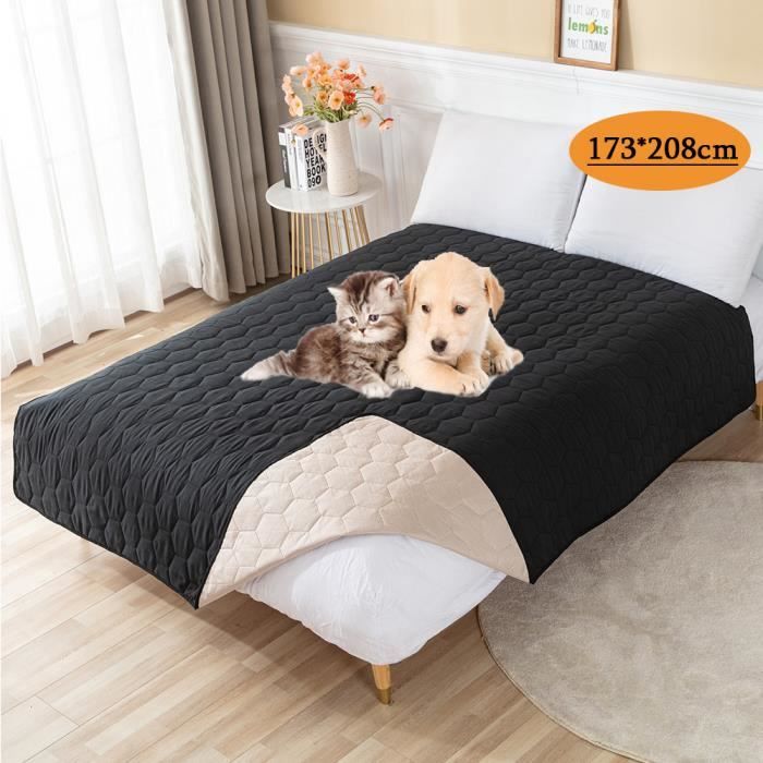 Meilleurs prix pour Housse de Lit Imperméable pour Chien,pour Animal Domestique Incontinence Chat Facile à Nettoyer-173*208cm - Noir