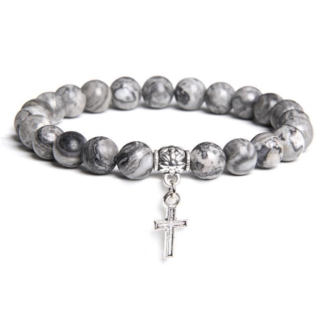 Bracelet Argenté 21cm Pour Charms - Style Bohème Perles Violettes
