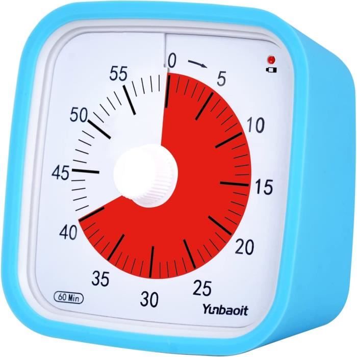 Minuteur Cuisine TNOMSNO Minuteur Visuel, 60 Minutes Compte à Rebours Enfant Mécanique Timer Classe