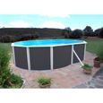 TOI Piscine hors sol ovale Mallorca - 500  x  366  x  120  cm - Gris anthracite (Kit complet piscine, Filtre, Skimmer et échelle)-1