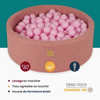 Piscine à Balles - MeowBaby - Ecru - 90x30cm - Boules Doré/Beige/Blanc/Transparent - Antiallergique - Jeux - Jouets