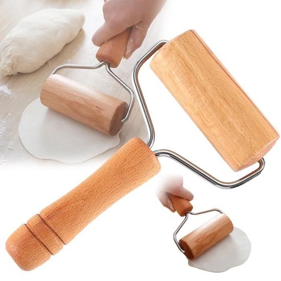 Rouleau à Pâtisserie En Bois - 2 Pièces Avec 3 Coupe-pâtes - Parfait Pour Pizzas, Tartes, Pâtes Et Pâtisserie Maison - 7