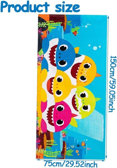 Serviette De Plage Enfant 150x75 Cm En Microfibre - Motif Animé - Super Absorbante Et Légère - Idéale Piscine, Voyage